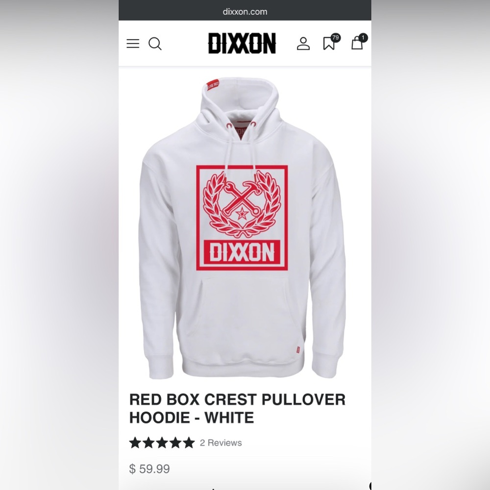 Dixxon White Pullover Hoodie Red crest men’s medium brand new